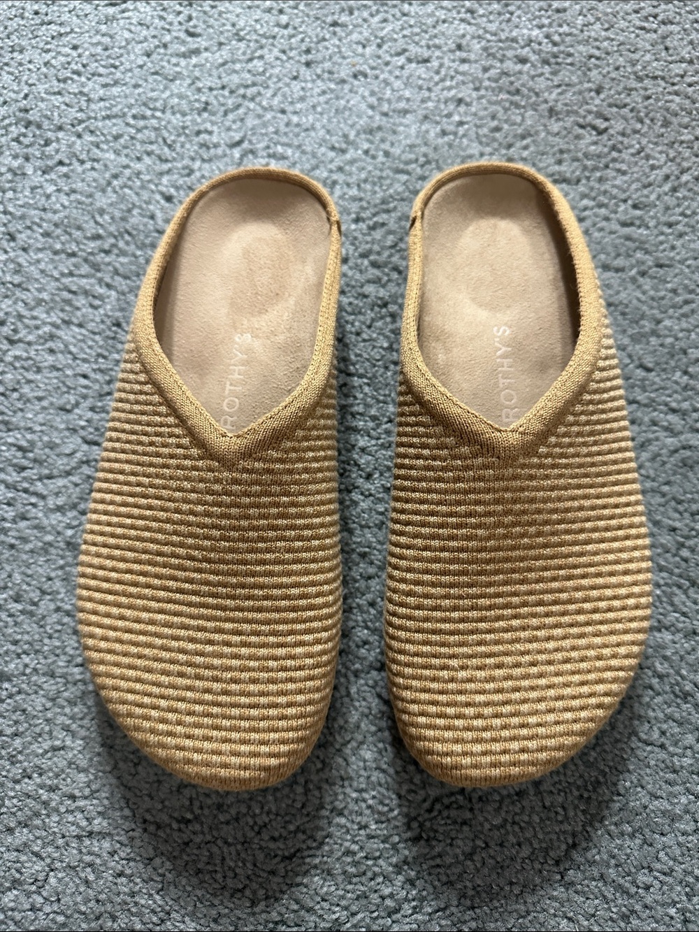 Rothy's Tan Ribbed Slip-On Mules